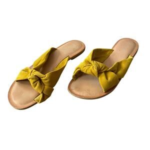 JEFFREY CAMPBELL Zocalo Suede Yellow Knot Slide Sandals Size 10